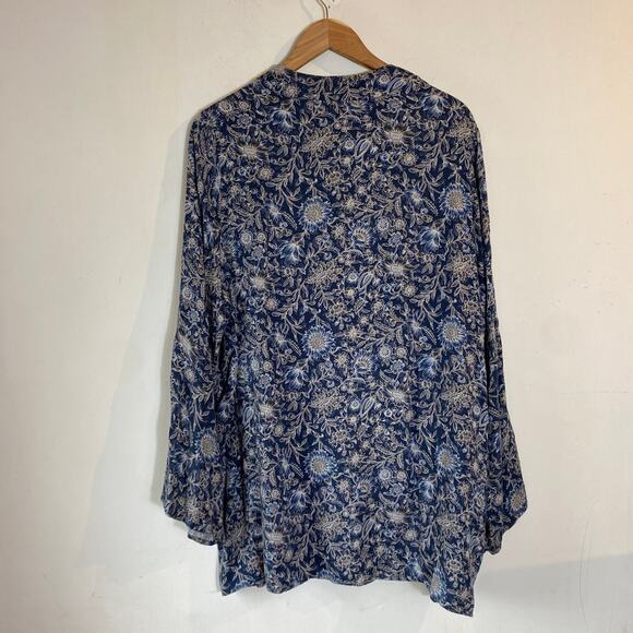August Mist Floral Beach Open Front Cardigan Cover Up Kimono SZ XL Vacation Boho - Picture 7 of 7